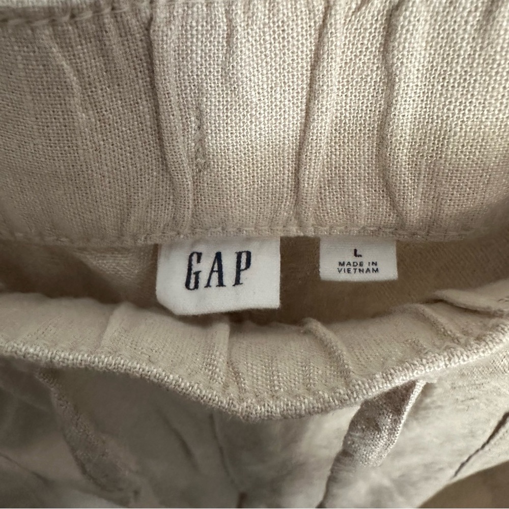 Gap Women’s Beige Linen Blend Wide Leg Cropped Pants - Size Large - Picture 6 of 8